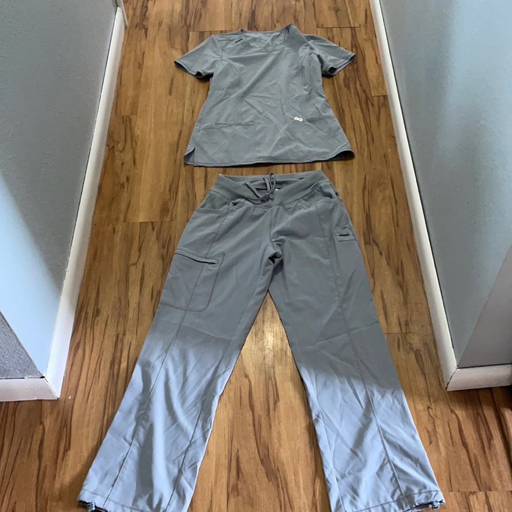 Cherokee Women's Gray Scrub Top and Pants Set